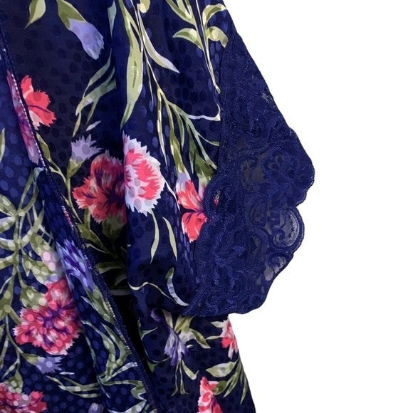 Vintage Lucie Ann II Floral Lacey Lingerie Robe Kimono Made in USA Size Medium - Picture 5 of 14